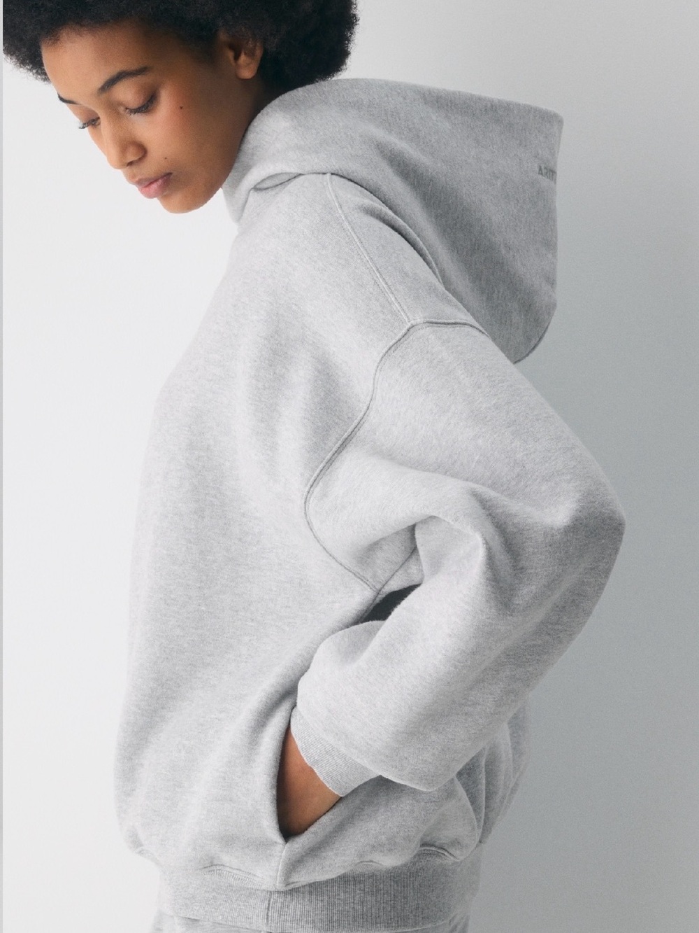 Aritzia Cozy Sweatfleece Mega Hoodie - Heather Chrome - Picture 2 of 5